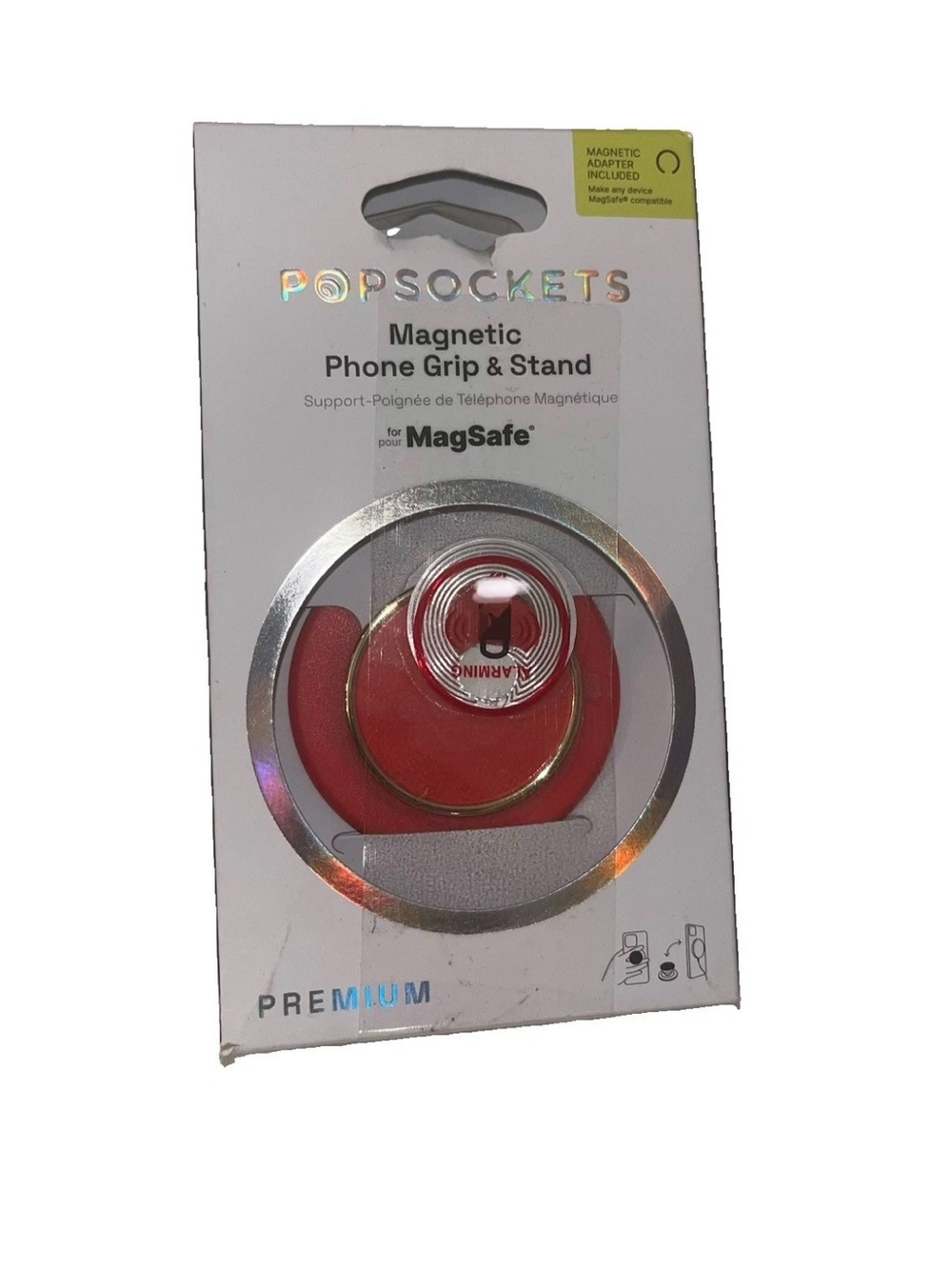 PopSockets Magnetic Phone Grip & Stand - Red Circle Gold Rim MagSafe NEW NIB